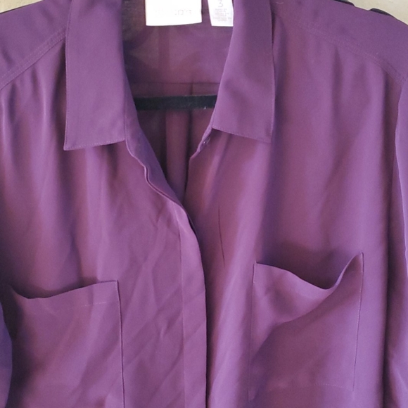 SOLD!!! CHICO'S Purple Sheer Camp Shirt - Size 3 - Picture 2 of 5